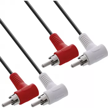 Cabo de áudio InLine 2x RCA macho/macho angular 1,2 m preto 89929 Intos