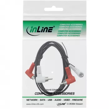 Cabo de áudio InLine 2x RCA macho/macho angular 1,2 m preto 89929 Intos
