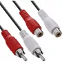 Cabo de áudio InLine 2x ficha RCA / conector fêmea 2,5 m, ficha, 2 x RCA, conector fêmea, 2,5 m, preto