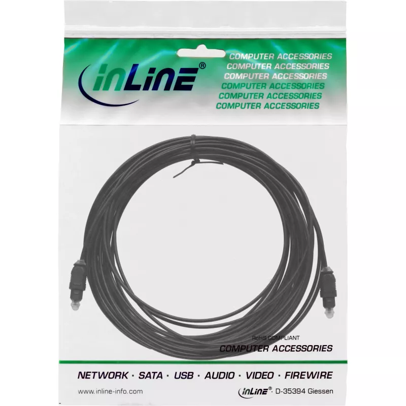 Cabo de áudio ótico Toslink ficha/ficha 0,5 m InLine 89926