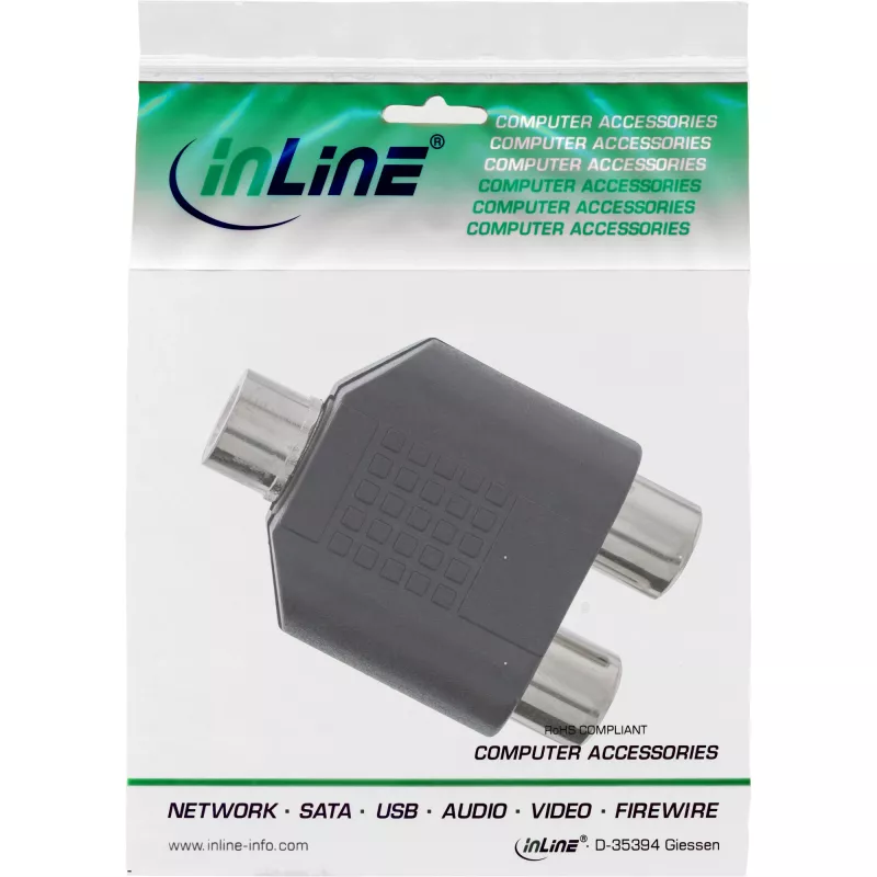Adaptador de áudio InLine ficha 3,5 mm / 1x conector fêmea RCA mono