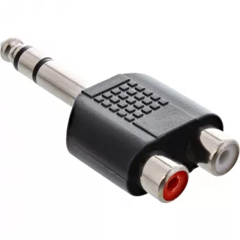 Adaptador de áudio ficha jack 6,3 mm estéreo / 2x conector fêmea RCA InLine 99323