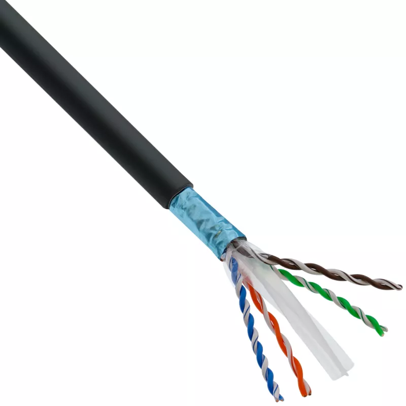 Cabo de rede InLine, U/UTP, Cat.6A, isento de halogéneos, cobre AWG23, preto 40 m