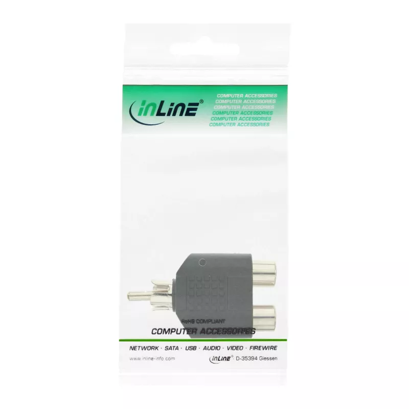 Adaptador de áudio InLine ficha RCA / 2x conector fêmea RCA 99310