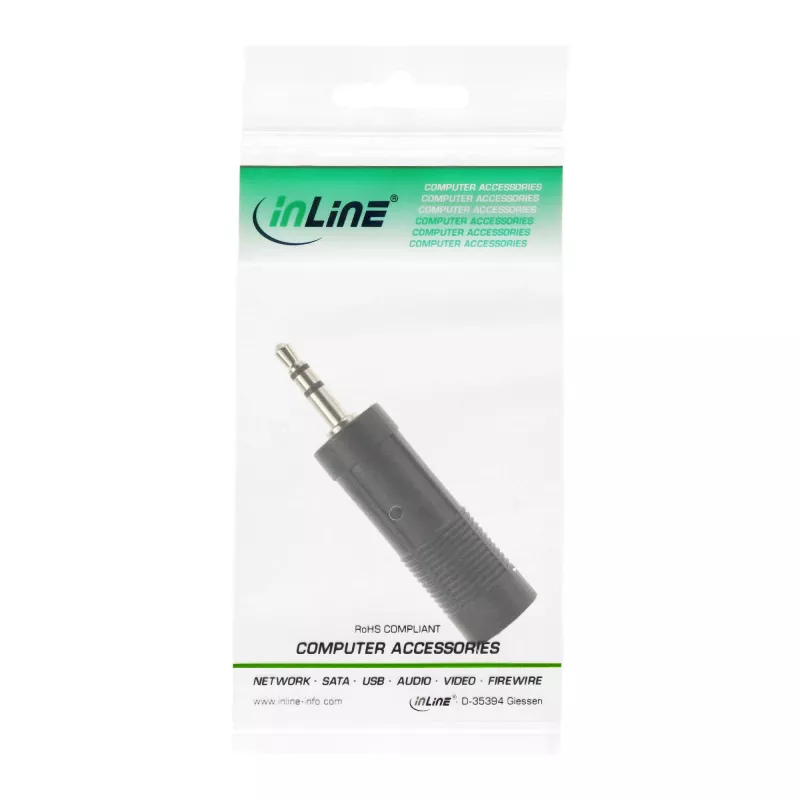 Adaptador de áudio InLine ficha 3,5 mm / conector fêmea jack 6,3 mm estéreo
