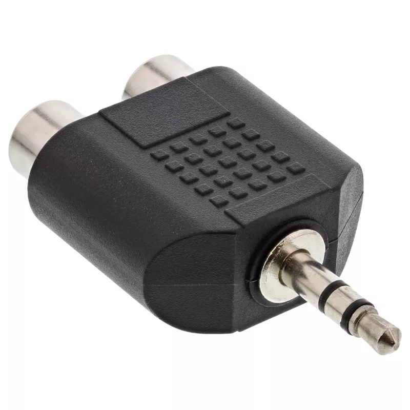 Adaptador de áudio ficha 3,5 mm / 2x conector fêmea RCA estéreo InLine 99302