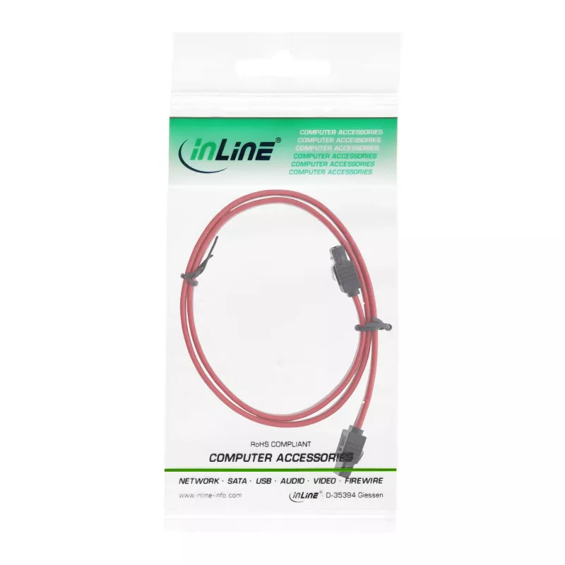 Cabo SATA InLine para ligações S-ATA 150 / 300 / 600 com bloqueios, 0,3 m