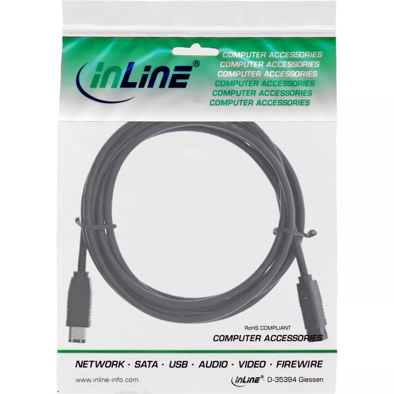 Cabo FireWire 400 para 800 1394b InLine 6/9 pinos ficha 2 m