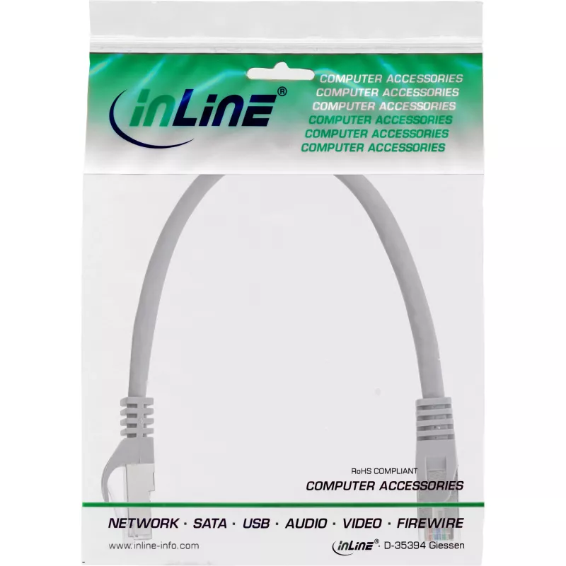Cabo de rede InLine SF/UTP Cat.5e cinzento 0,3 m