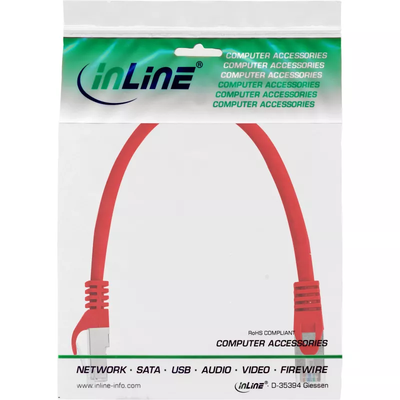 Cabo de rede InLine SF/UTP Cat.5e vermelho 0,25 m
