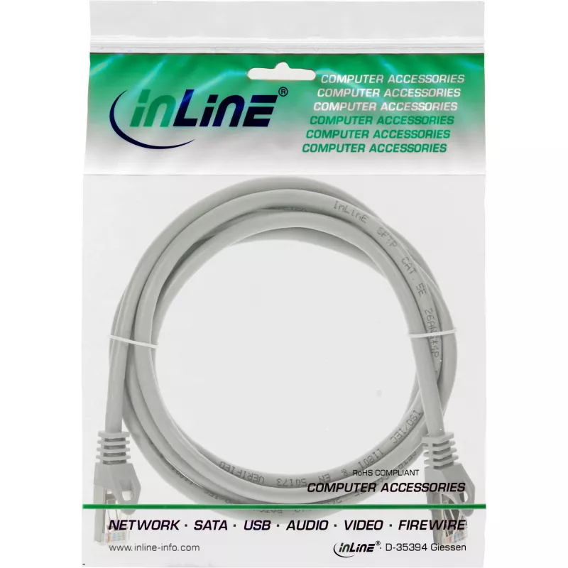 Cabo de rede InLine SF/UTP Cat.5e cinzento 0,5 m