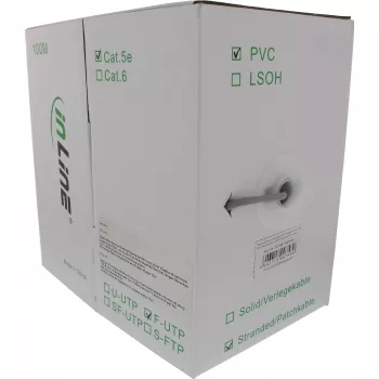 Cabo de rede InLine F/UTP Cat.5e AWG26 CCA PVC cinzento 100m