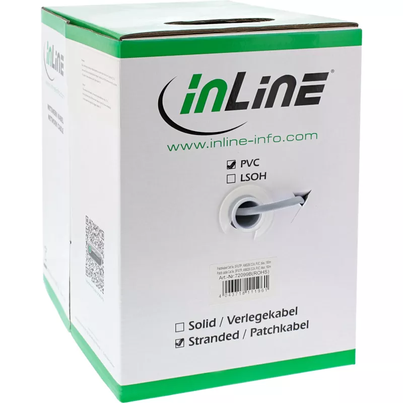 Cabo de rede InLine SF/UTP Cat.5e AWG26 CCA PVC cinzento 500m