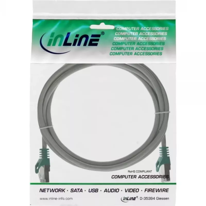 Cabo de rede crossover PC a PC InLine SF/UTP Cat.5e cinzento 1 m