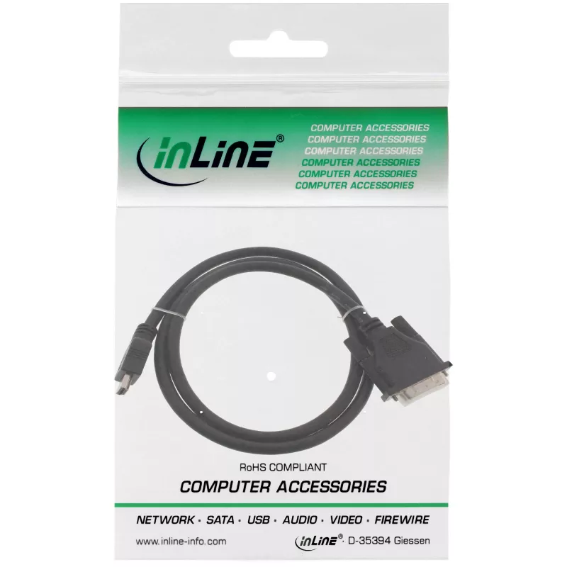 Cabo HDMI-DVI InLine ficha HDMI / ficha DVI 18+1 preto 5m