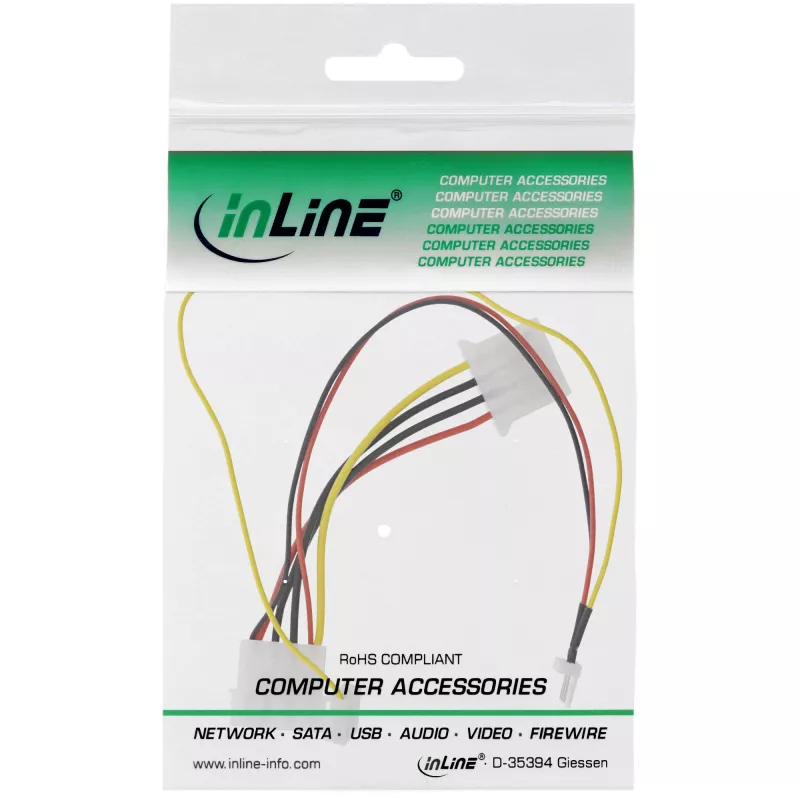 Cabo adaptador de ventoinha InLine 12V / 7V com sinal de velocidade InLine 33007T