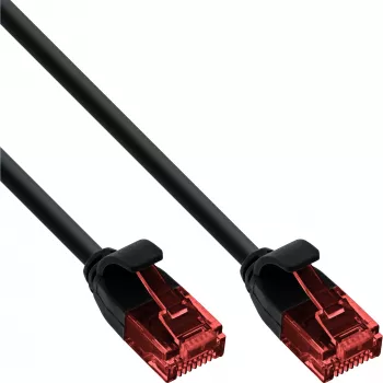 Cabo de rede fino InLine, U/UTP, Cat.6, preto, 2 m
