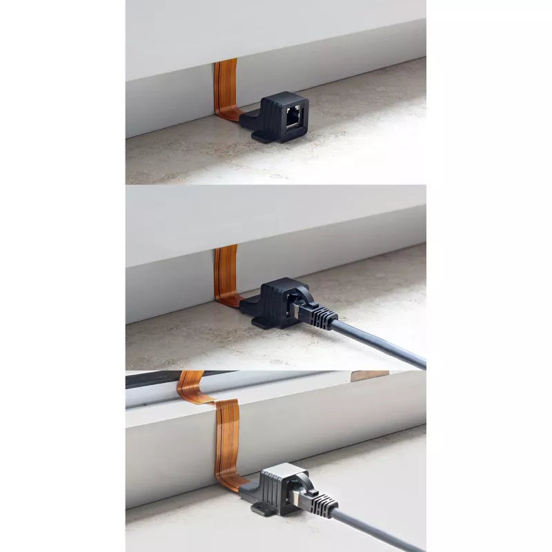 Cabo RJ45 fino InLine para passagem em janelas/portas, 2x RJ45 F/F, 1:1, não blindado, 0,3 m