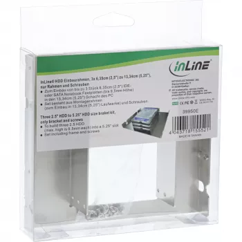 Conjunto de suportes InLine 3x HDD de 2,5 polegadas para tamanho de HDD de 5,25 polegadas suportes e parafusos
