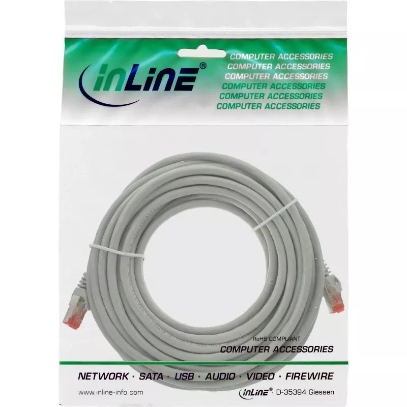 Cabo de rede InLine S/FTP PiMF Cat.6 250MHz PVC cobre cinzento 25m