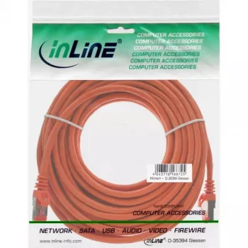 Cabo de rede patch InLine S/FTP PiMF Cat.6 250MHz PVC cobre laranja 20m