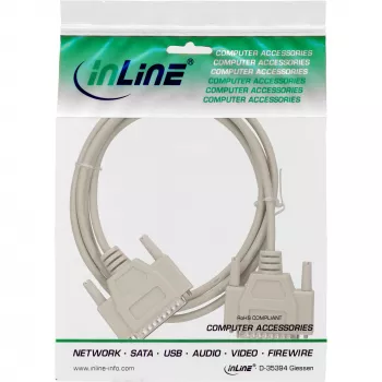 Cabo serial InLine, moldado, DB25 macho/macho, direto, cinzento, 2 m