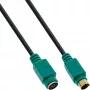 Cabo PS/2 InLine, M/F, preto/verde, contactos dourados, 2m, preto, 2 m, PS/2, PS/2, macho, fêmea