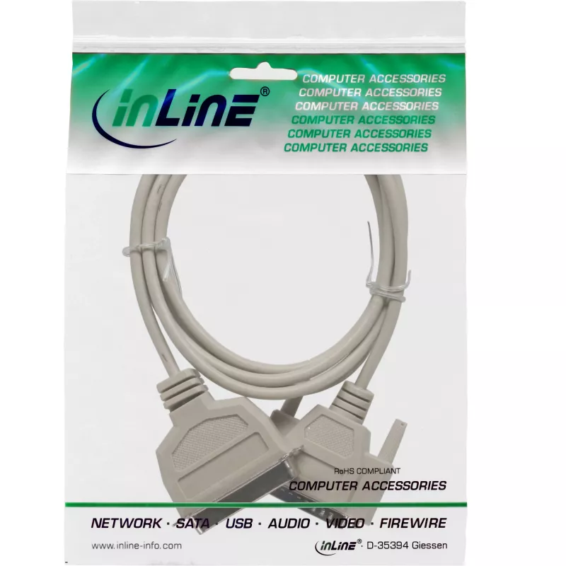 Cabo de impressora InLine bidirecional 25 pinos D-Sub para 36 pinos Centronics 2 m