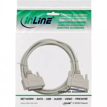 Cabo serial InLine, moldado, DB25 macho / fêmea, direto, cinzento, 1,8 m