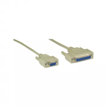 Cabo null modem InLine DB9 fêmea / DB25 fêmea 2 m bege