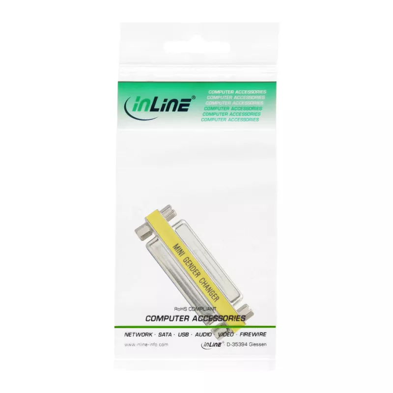 Mini adaptador InLine Sub-D 25 pinos fêmea para fêmea