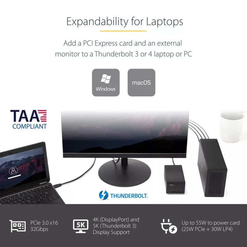 Chassis de expansão PCIe Thunderbolt 3 de slot único StarTech.com