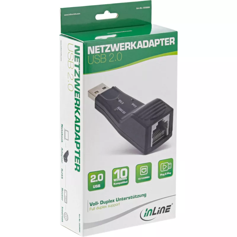 InLine adaptador de rede USB 2.0 10 / 100Mbit