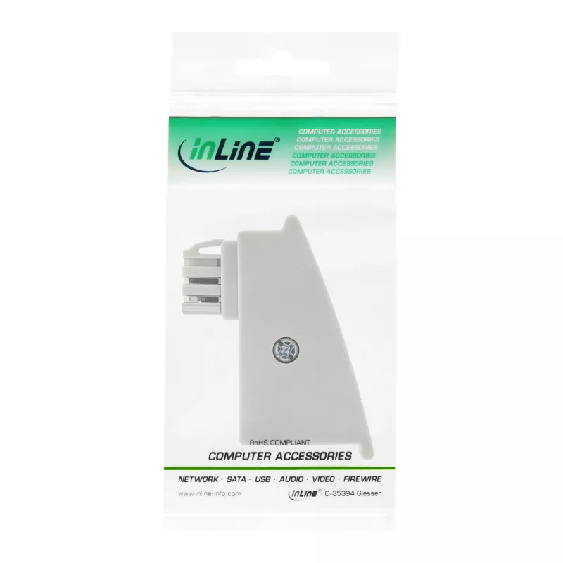 Adaptador TAE-F DSL InLine, ficha TAE-F / conector fêmea RJ45, 8P2C para Fritzbox, cinzento