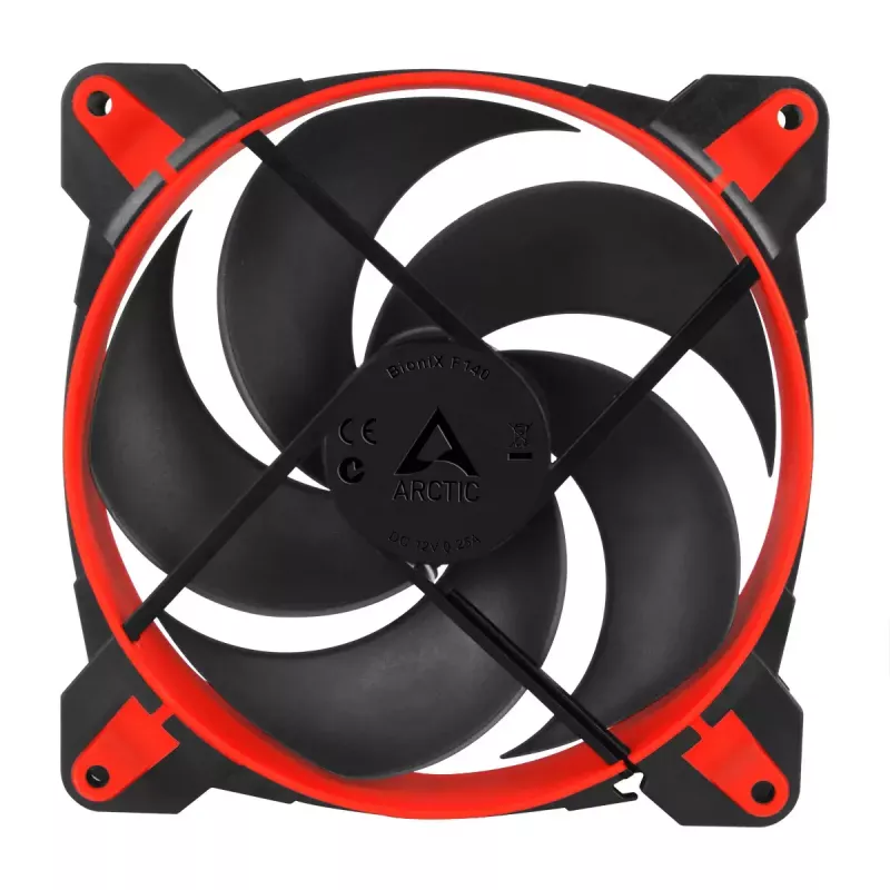 ARCTIC BioniX P140 (vermelho) – Ventoinha gaming de 140 mm otimizada para pressão com PWM PST