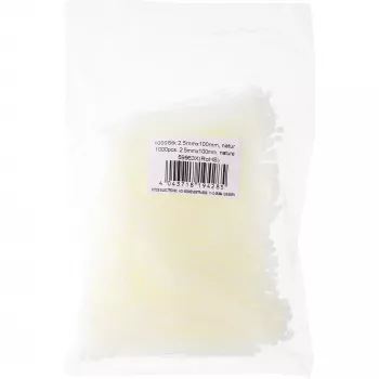 Abraçadeiras InLine 100 mm x 2,5 mm branco, nylon, resistência à tração 78,5 N, 1000 unid.