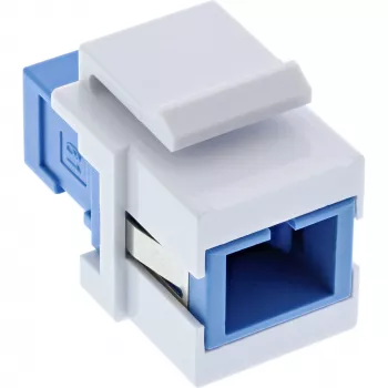 Adaptador de fibra ótica keystone snap-in InLine SC–SC simplex SM com casquilho cerâmico, plano, branco