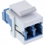 Adaptador keystone snap-in FO InLine branco, duplex LC/LC, SM, casquilho cerâmico, azul