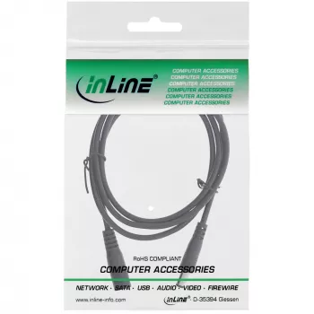 Cabo de extensão DC InLine, ficha/fêmea DC 5,5x2,1 mm, AWG 18, preto 0,5 m