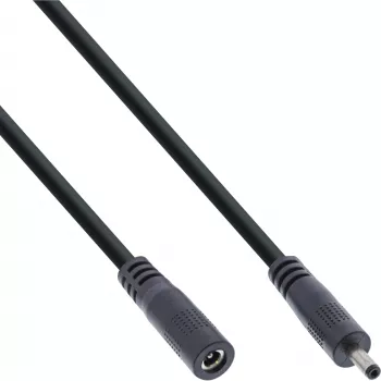 Cabo de extensão DC InLine, ficha/conector fêmea DC 3,5x1,35mm, AWG 18, preto 0,5m