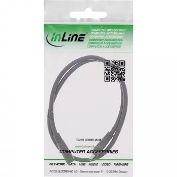 Cabo de extensão DC InLine, ficha/conector fêmea DC 3,5x1,35mm, AWG 18, preto 0,5m
