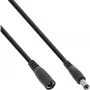 Cabo de extensão DC InLine, ficha/conector fêmea DC 5,5x2,1mm, AWG 18, preto 3m