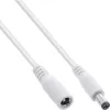 Cabo de extensão DC InLine, ficha/conector fêmea DC 5,5x2,1mm, AWG 18, branco 5m