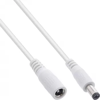 Cabo de extensão DC InLine, ficha/conector fêmea DC 5,5x2,1mm, AWG 18, branco 0,5m