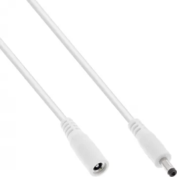 Cabo de extensão DC InLine, ficha/conector fêmea DC 4,0x1,7mm, AWG 18, branco 1m