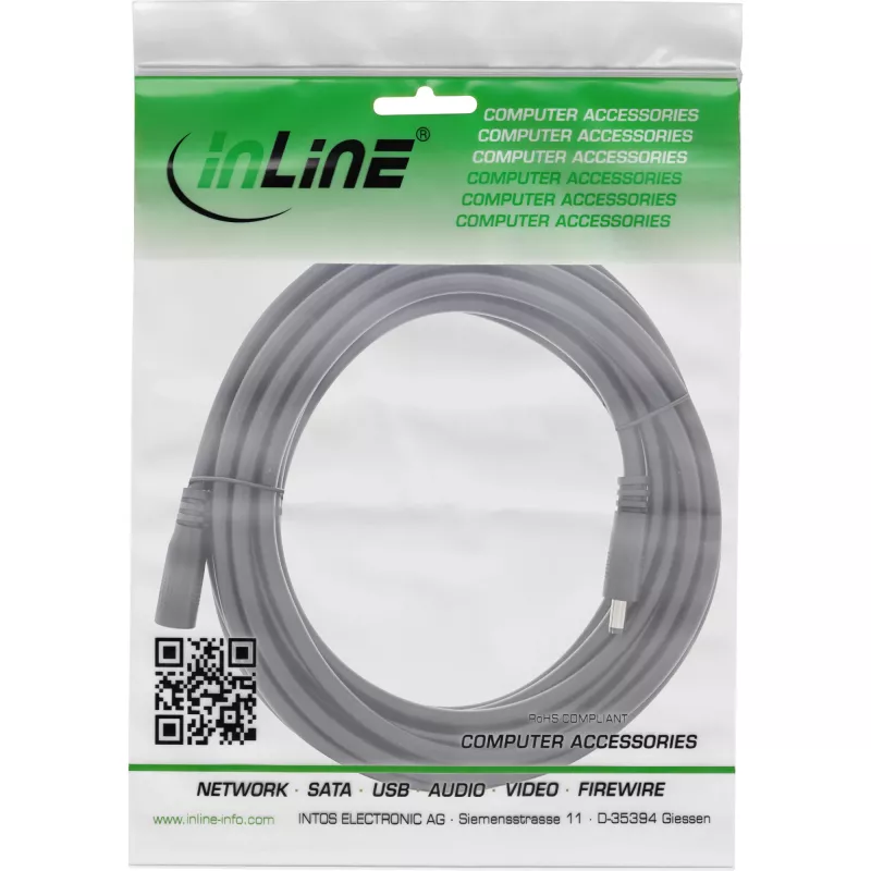 Cabo de extensão DC InLine, ficha/conector fêmea DC 4,0x1,7mm, AWG 18, preto 3m