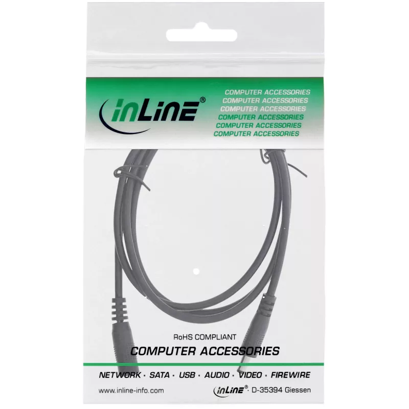 Cabo de extensão DC InLine, ficha/conector fêmea DC 4,0x1,7mm, AWG 18, preto 2m