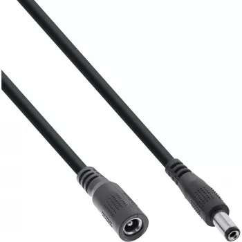 Cabo de extensão DC InLine, ficha/conector fêmea DC 5,5x2,5mm, AWG 18, preto 5m
