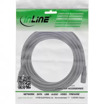 Cabo de extensão DC InLine, ficha/conector fêmea DC 5,5x2,5mm, AWG 18, preto 5m