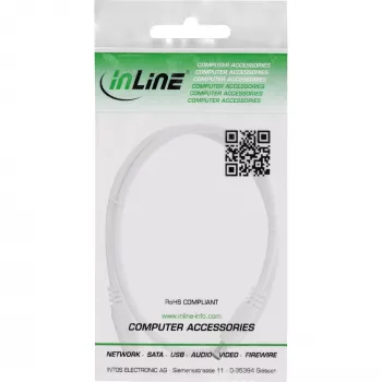 Cabo de extensão DC InLine, ficha/conector fêmea DC 5,5x2,5mm, AWG 18, branco 5m